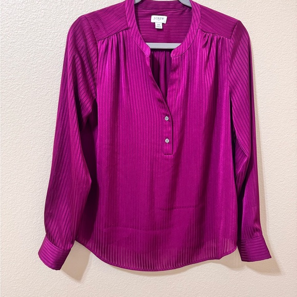 J.Crew XS Fuchsia Pleated Long Sleeve Blouse – Excellent Condition - Picture 4 of 7